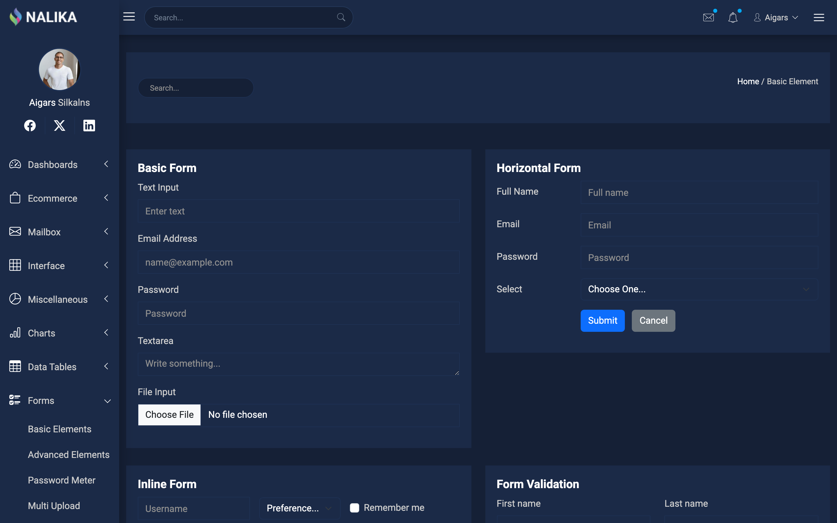 Nalika Forms page